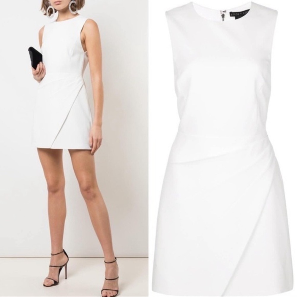 Kelsey Asymmetrical Draped Dress In Off White